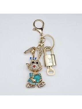 LV Gold Padlock 🔑 Authentic Louis Vuitton Charm + Unbranded Bunny Keychain